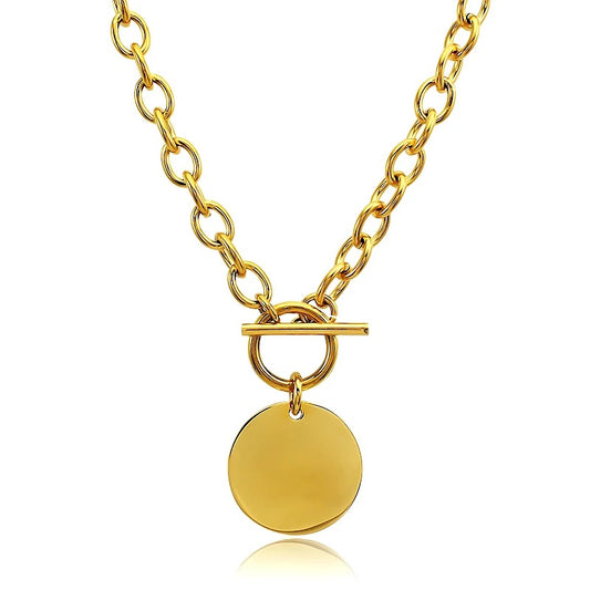 Golden Disk Charm Necklace